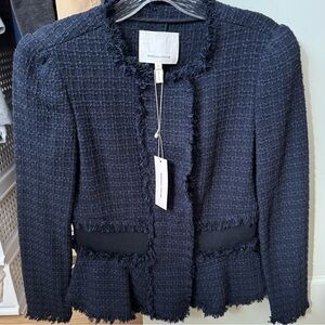 NWT - Rebecca Taylor tweed jacket in navy blue & black size 0